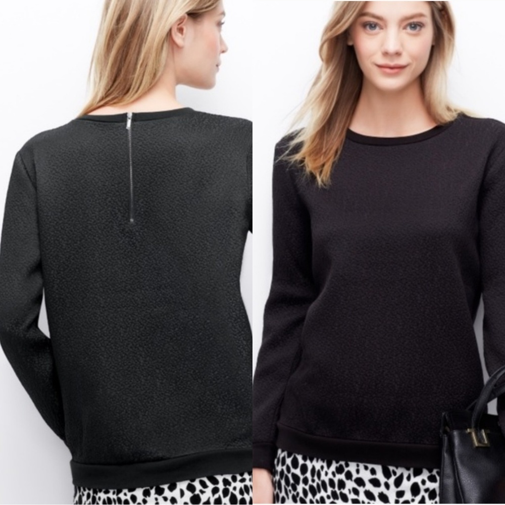 FINAL SALEAnn Taylor |Jacquard Back Zip Sweatshirt